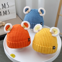 bonnet tricoté en laine pour enfants ours dessin animé mignon automne et hiver