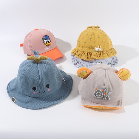 Inventory children's fisherman hat broken color hat children's spring and autumn baseball cap peaked cap cloth cap autumn and winter hats's discount tags