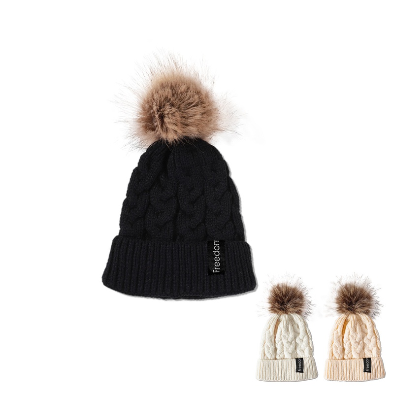 Black knitted hat male treasure warm twist wool hat female autumn and winter