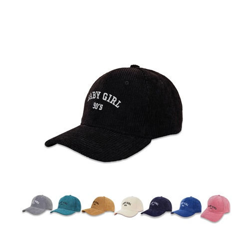 fashion corduroy simple embroidered letters brim peaked cap wholesale's discount tags