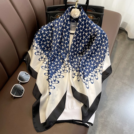 New circle letter simulation silk printing 90cm silk scarf female scarf shawl's discount tags