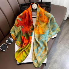 Écharpe carrée de 90 cm foulard en soie de simulation de bouleau foulard en soie tendance en gros pour dames