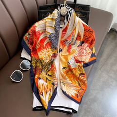 90cm grand foulard carré foulard en soie pour femmes printemps et automne nouvelle écharpe d'hiver