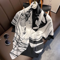 Foulard en soie grand foulard carré simple femme printemps et automne style coréen châle 90cm