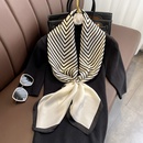 Fashion light luxury 90cm simulation silk scarf Korean simple striped large square scarfpicture7