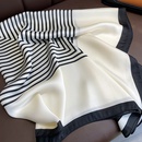 Fashion light luxury 90cm simulation silk scarf Korean simple striped large square scarfpicture9