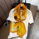 Printemps et t nouveau foulard carr en satin impression florale simulation foulard en soie femme en grospicture7