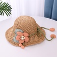 Korean woven straw hat summer childrens new big flower sunscreen fishermans hatpicture12