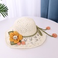 Korean woven straw hat summer childrens new big flower sunscreen fishermans hatpicture13