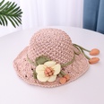 Korean woven straw hat summer childrens new big flower sunscreen fishermans hatpicture14