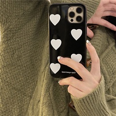 simple contrast color heart mobile phone case suitable for iPhone wholesale