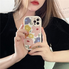 Handyhülle mit Blumendruck in Kontrastfarbe im koreanischen Stil, passend für iPhone