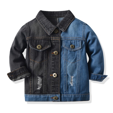 children's denim jacket spring Korean color matching fashion denim jacket wholesale's discount tags