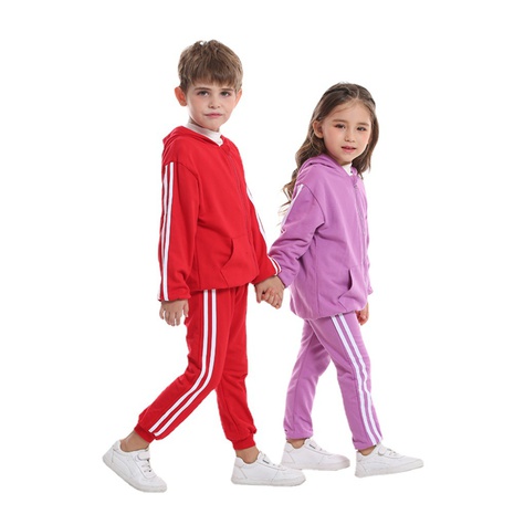 ensemble de vêtements de sport pour enfants ensemble de fermeture à glissière à manches longues à capuche multicolore's discount tags