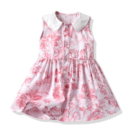 Vestido floral para niñas Falda plisada de moda sin mangas de algodón de verano nuevo's discount tags