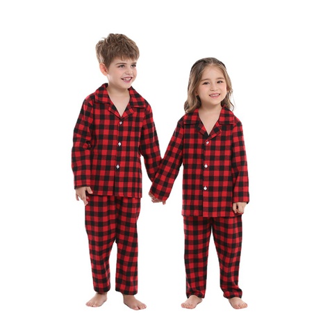 pyjama en coton d'automne nouveau plaid rouge et noir vêtements de maison de Noël deux pièces's discount tags