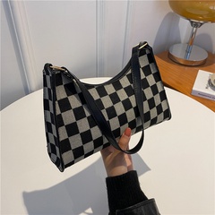 Bag women's new fashion single-shoulder handbag personality casual simple plaid small square bag