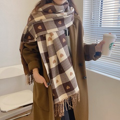 heart pattern plaid double-sided thickened warm imitation cashmere scarf air conditioning shawl scarf