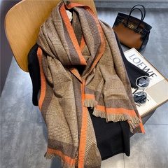 Autumn and winter thickened plaid double-sided houndstooth cashmere scarf imitation cashmere warm shawl scarf