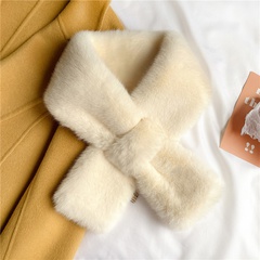 Korean style thickened solid color fur scarf warm imitation rex rabbit fur cross scarf