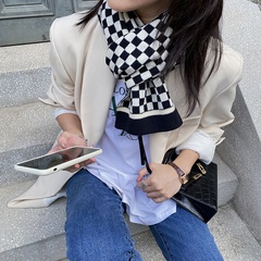 Écharpe en damier imitation cachemire tricotée à carreaux version coréenne écharpe
