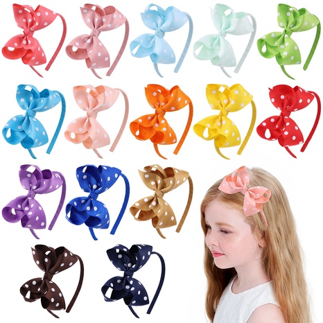 Fashion bow headband candy-colored polka dots flower children's headband's discount tags