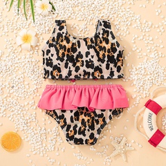 fashion children's swimsuit suit leopard print bikini split swimsuit two-piece set