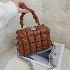 Fashion geometric shoulder box bag chain portable pleated messenger small square bag