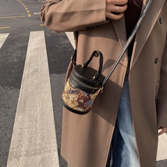 Fashion new handbag bag women's new cylinder retro leopard print messenger bag