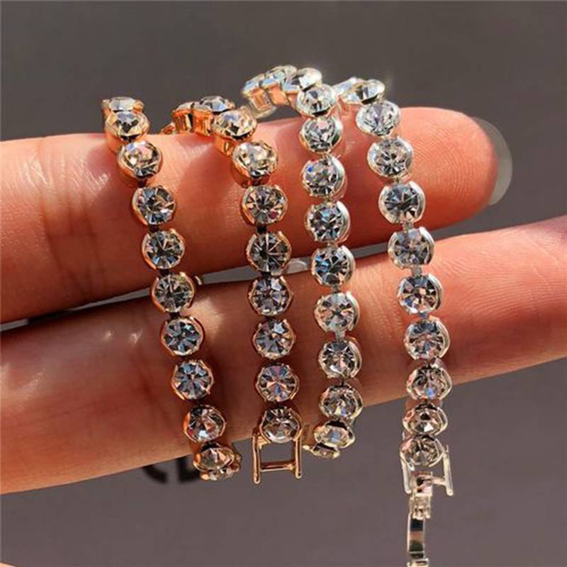 Fashion zircon inlaid simple geometric alloy bracelet wholesale