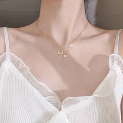 Fashion star moon inlaid zircon alloy necklace wholesale