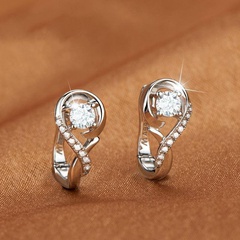 Trendy Music Symbol Silver Inlaid Zircon Earrings