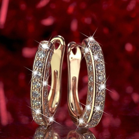 Fashion geometric Three-sided full zircon earrings wholesale NHYSL629274's discount tags