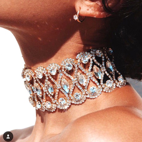 fashion gemstone plated full zircon single row necklace hip hop jewelry tennis chain NHJAJ624499's discount tags