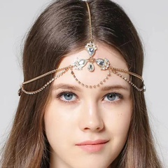 fashion multi-layer water drop hair chain European and American bride rhinestone forehead chain