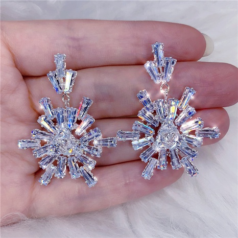 European and American fashion color snowflake zircon alloy earrings's discount tags