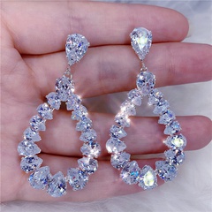 European and American fashion water drop diamond pendant alloy earrings