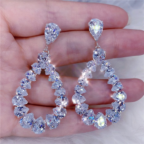 European and American fashion water drop diamond pendant alloy earrings's discount tags
