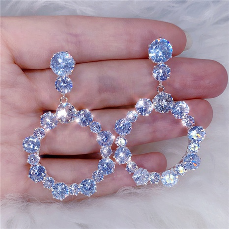 fashion hollow circle zircon round pendant alloy earrings's discount tags