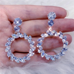 fashion hollow circle diamond pendant large alloy earrings