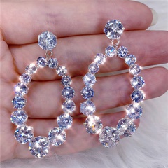 fashion hollow oval diamond pendant alloy earrings jewelry
