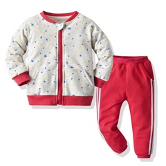 Spring and autumn children's zipper sweatshirt loose trousers two-piece set printing long-sleeved jacket sports set