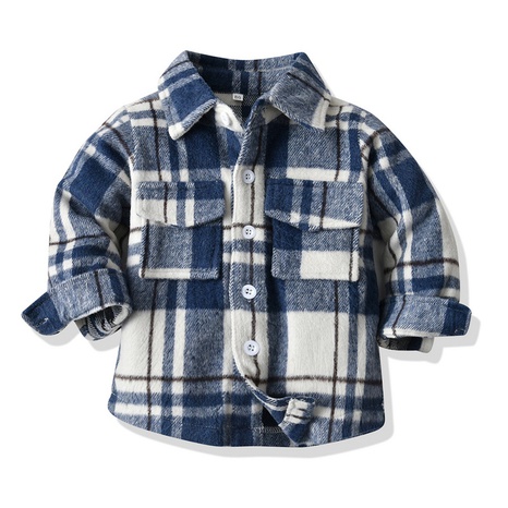new baby lapel plaid warm jacket Korean version long-sleeved brushed short jacket's discount tags