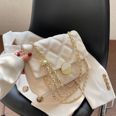 mode texture en cuir souple messenger petit sac version coréenne simple sac à chaîne en diamant à une épaule