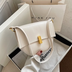 Bolso cuadrado pequeño de color sólido a la moda, nueva versión coreana, bolso diagonal retro simple, bolso de sillín con textura a la moda