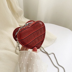Bolso pequeño con forma de corazón texturizado, nueva moda de otoño e invierno, bolso de mensajero con cadena, mini bolso de lápiz labial de nicho