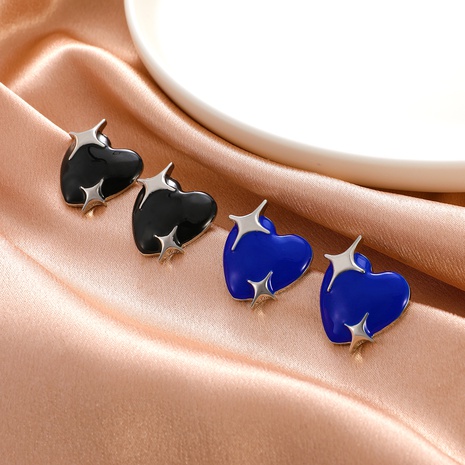 Klein blue drop oil heart shape earrings four-pointed star earrings fashion earrings  NHDP624905's discount tags