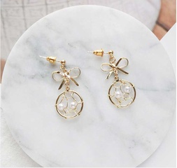 Fashion Geometric Solid Color Hollow Bow Pearl Earrings