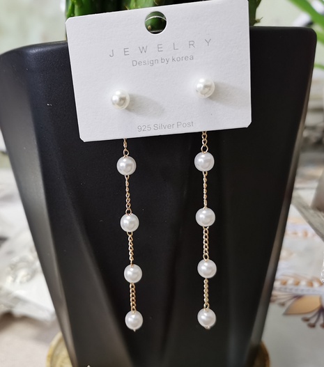 Koreanische lange Perlenkette Ohrringe Quaste Perlen Mode Ohrringe's discount tags
