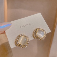 fashion opal geometric new inlaid rhinestone earrings